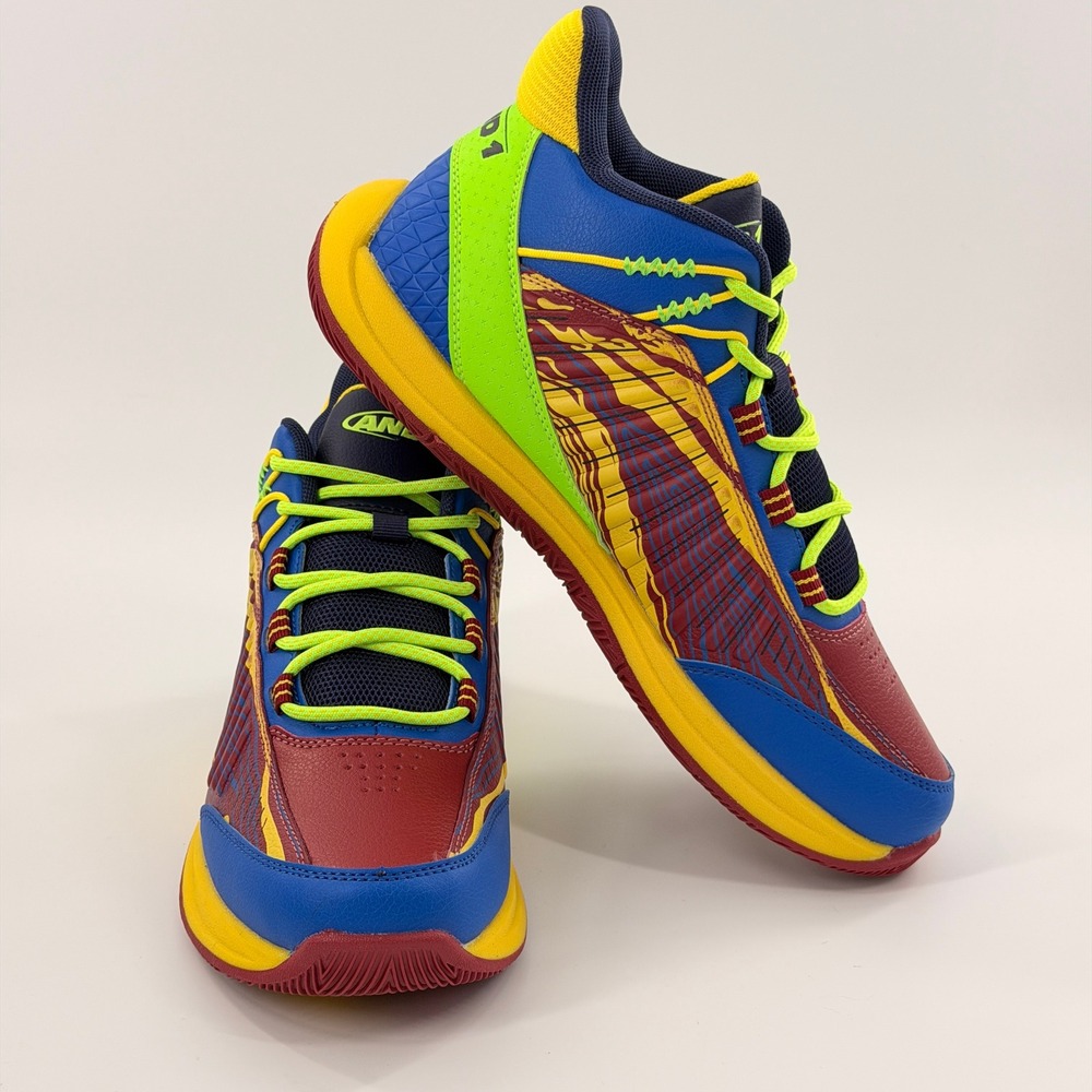 AND1 Explosive T Basketball Shoes Men 9.5 Blue Red Yellow Streetwear Sneakers